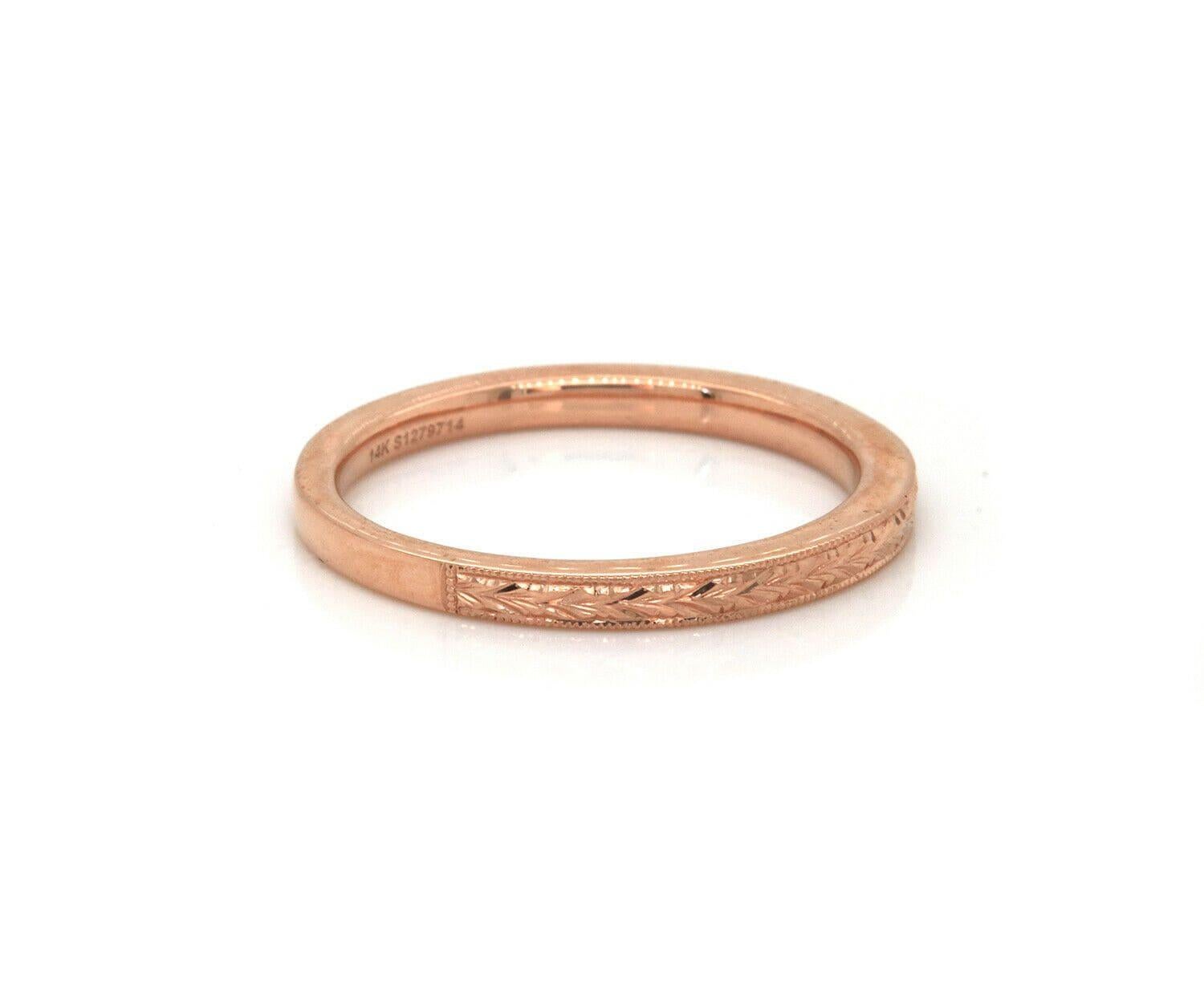 Women's New Gabriel & Co. Filigree Engraved Band Ring in 14K Rose Gold For Sale