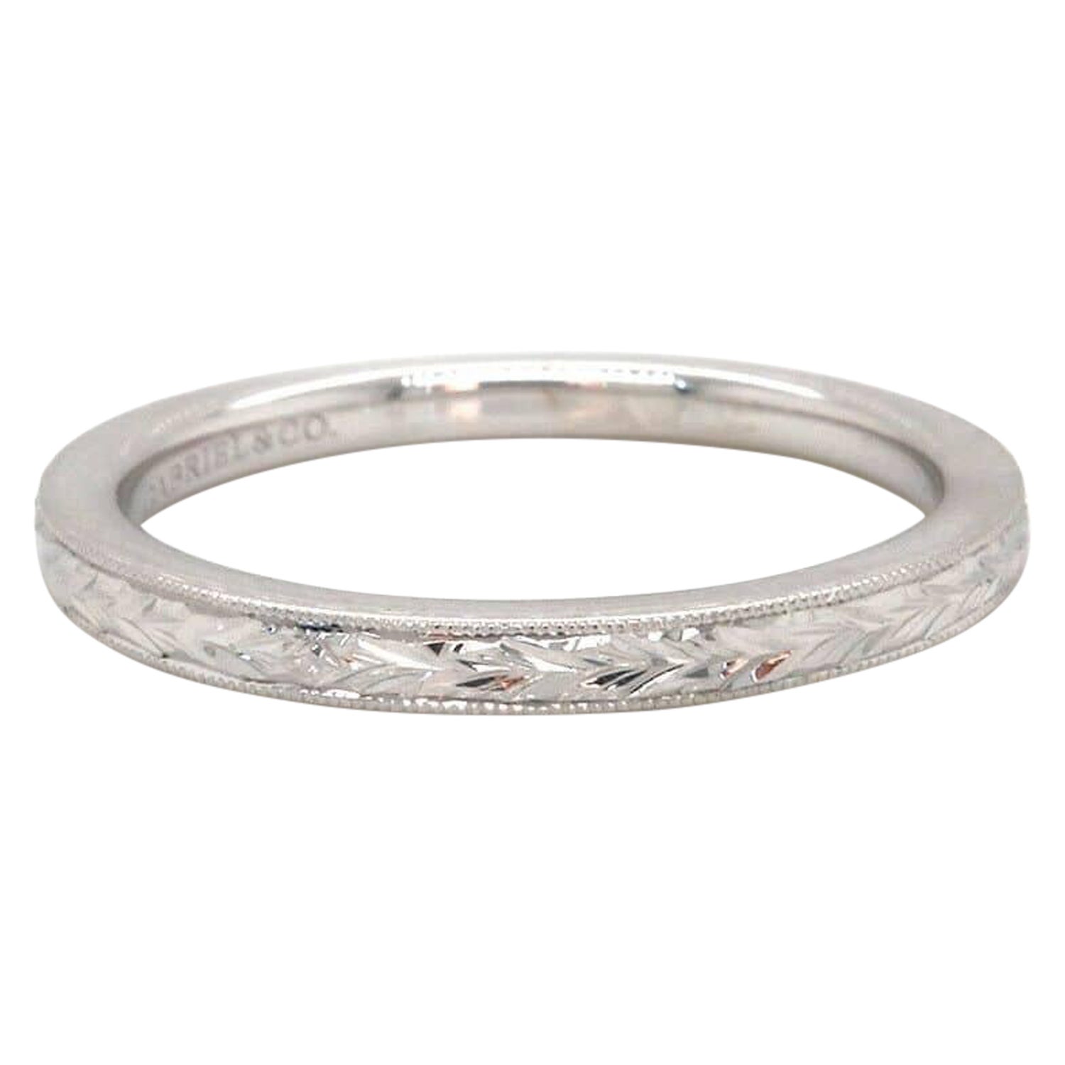 Gabriel & Co., gegründet. Filigraner gravierter Ring mit Gravur aus 14 Karat Weißgold im Angebot