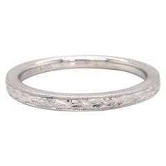 Gabriel & Co., gegründet. Filigraner gravierter Ring mit Gravur aus 14 Karat Weißgold