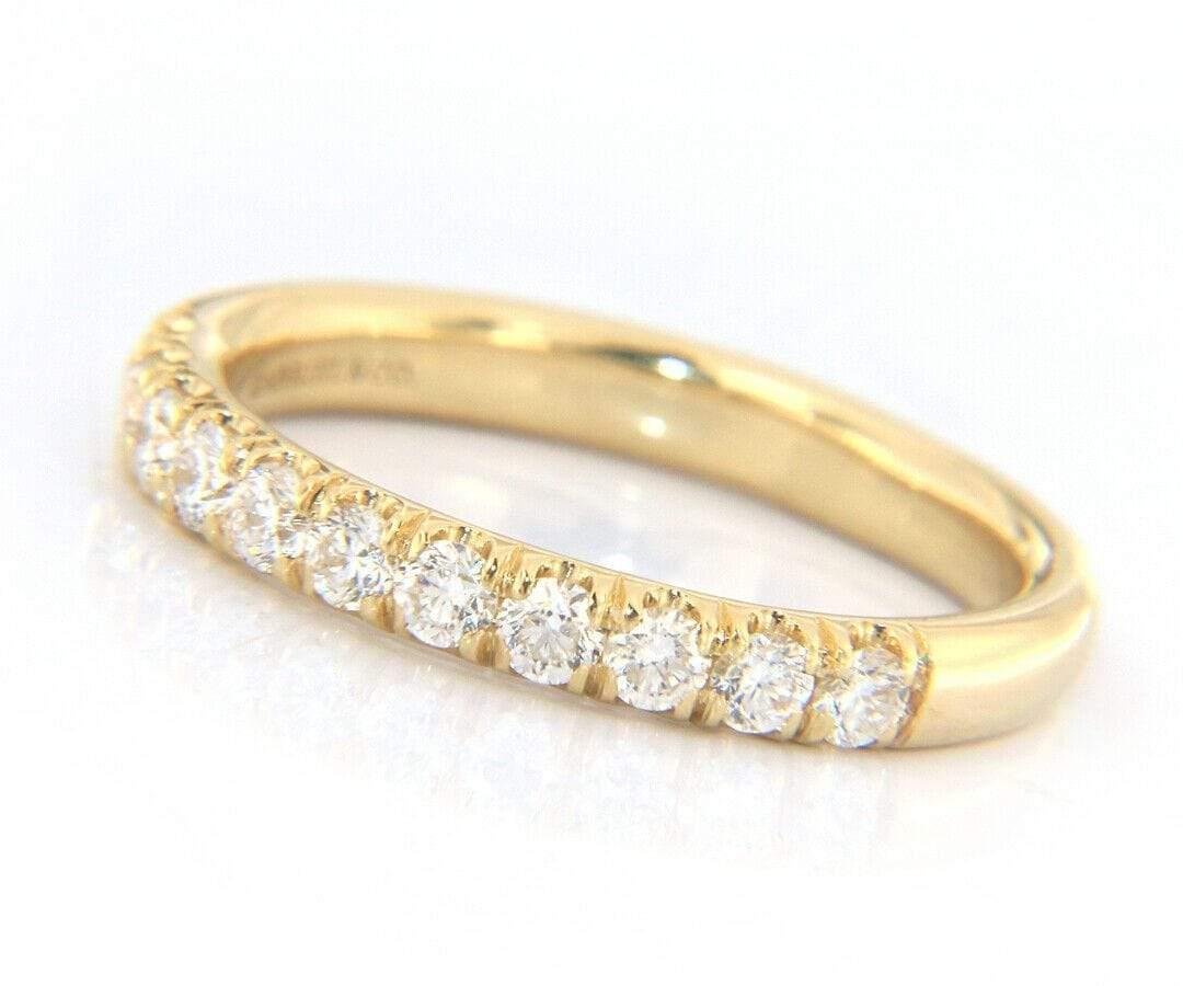 French Cut New Gabriel & Co. French Pave Diamond Wedding Band Ring in 14K Yellow Gold For Sale