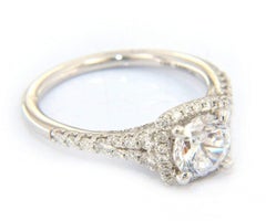 New Gabriel & Co. Halo Double Row Semi Mount Ring in 18kt White Gold