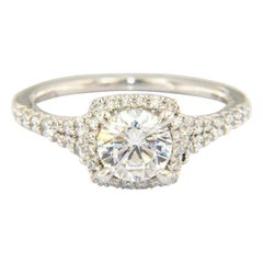 New Gabriel 
Co. Halo Double Row Semi Mount Ring in 18kt White Gold