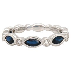 New Gabriel 
Co. Marquise Sapphire and Diamond Band Ring in 14K White Gold
