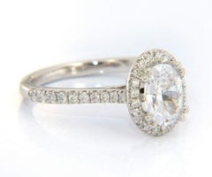 New Gabriel & Co. Oval Diamond Halo Semi Mount Ring in 14K White Gold