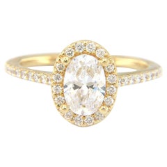 New Gabriel & Co. Oval Diamond Halo Semi Mount Ring in 14K Yellow Gold