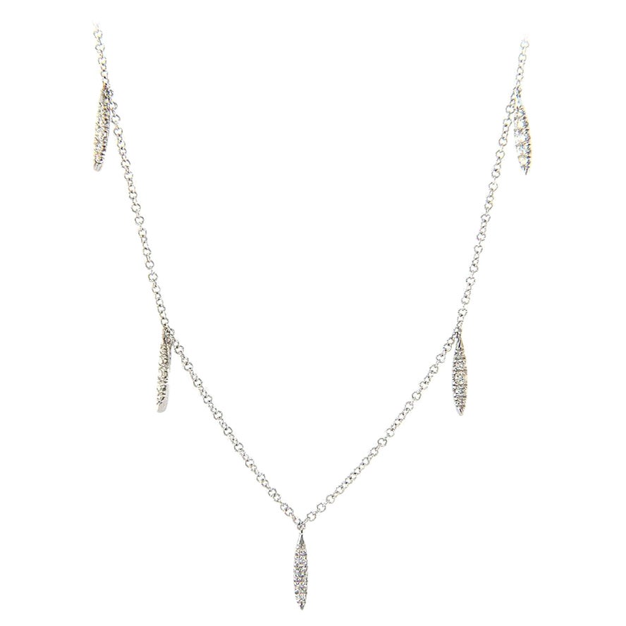 New Gabriel 
Co. Pave Diamond Multi Marquise Station Drop Necklace in 14K For Sale