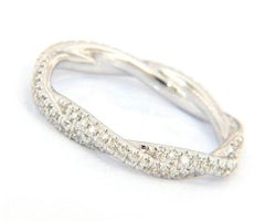 New Gabriel & Co. Pave Diamond Twisted Eternity Band Ring in 14K White Gold