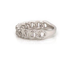 New Gabriel & Co. Pave Diamond Woven Link Band Ring in 14K White Gold