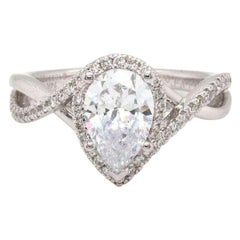 New Gabriel & Co Pear Halo 0.26 CTW Diamond Infinity Semi Mount Ring in 14K