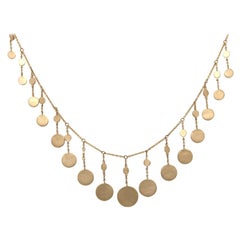 New Gabriel & Co. Satin Finish Multi Disc Necklace in 14K Yellow Gold