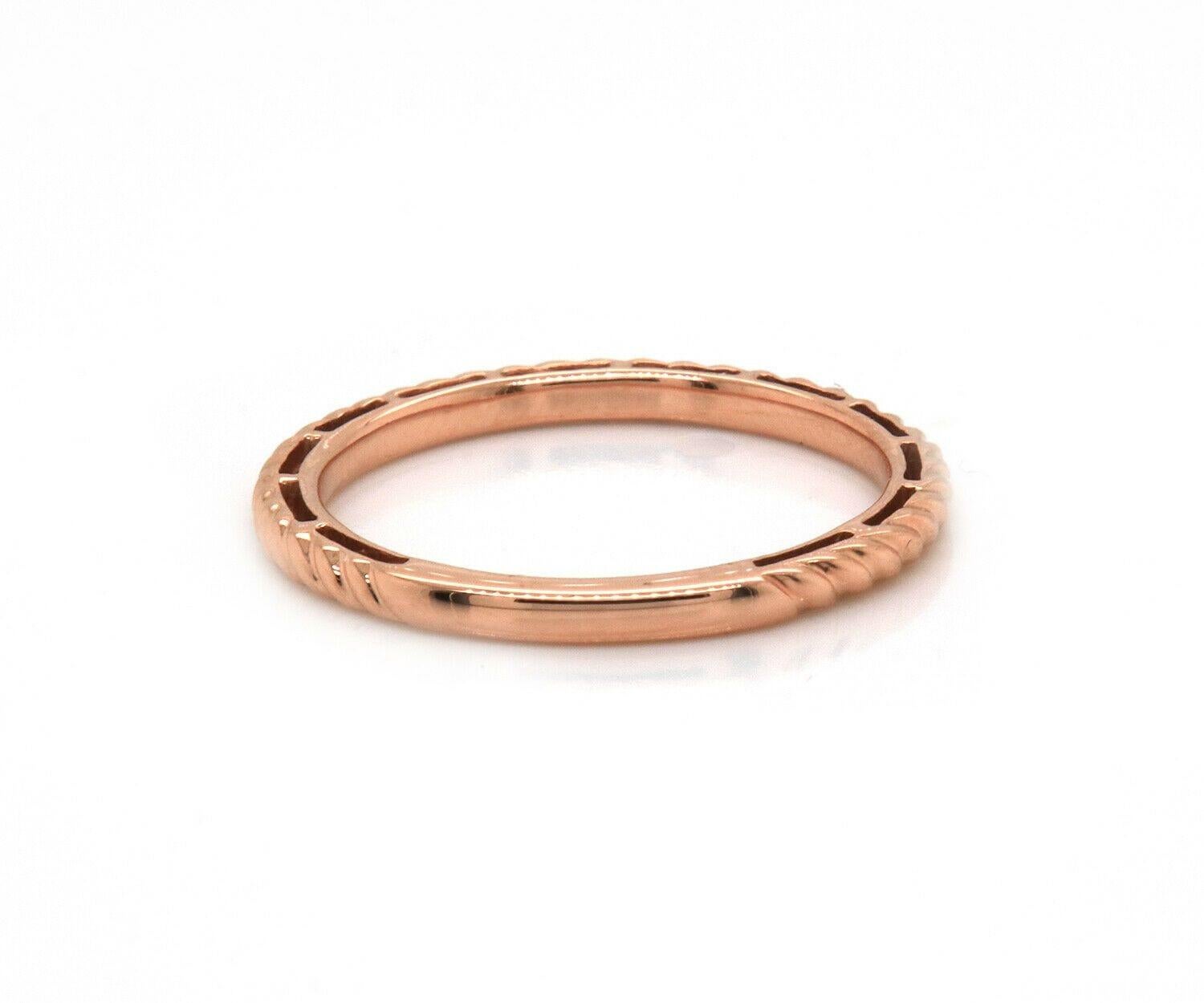 New Gabriel & Co. Twisted Rope Stackable Band Ring in 14K Rose Gold In New Condition For Sale In Vienna, VA