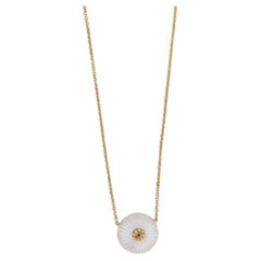 Collier pendentif Galatea Chrysanthème perle de culture et citrine 14 carats
