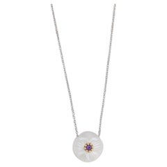 New Galatea Violet Flower Cultured Pearl Amethyst Pendant Necklace 14k Gold 18"