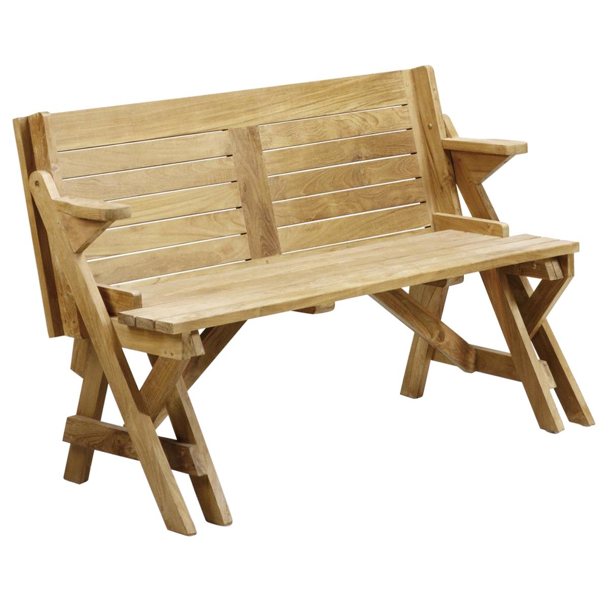 New Garden Convertible Teak Two Seats Bench, Picnic Table