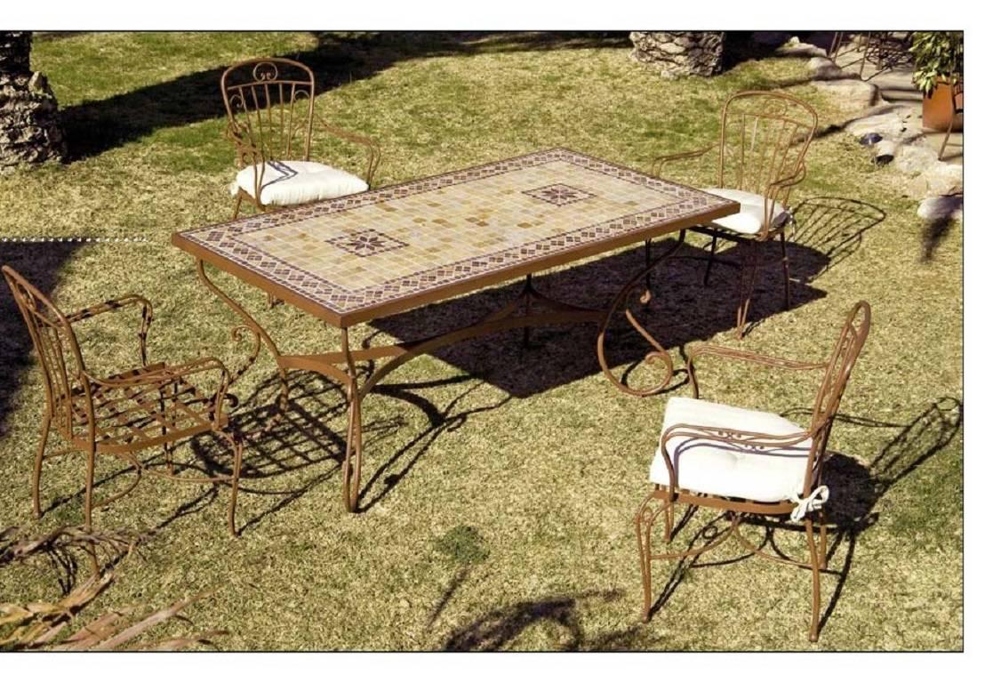 Country New Garden, Patio or Dining Table in Wrought Iron. Indoor & Outdoor For Sale