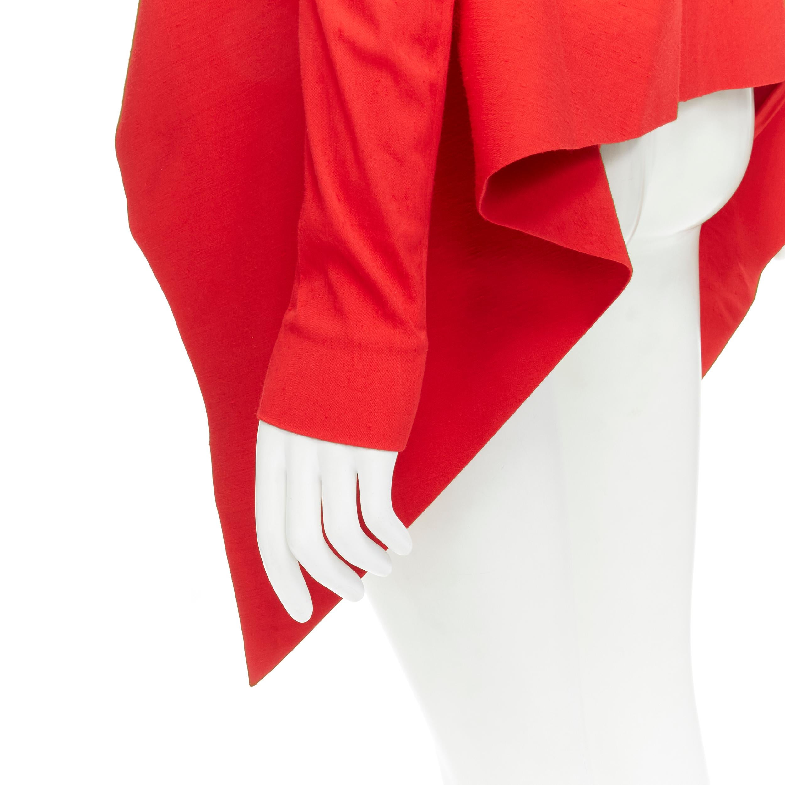 new GARTEH PUGH red shoulder padded draped hem belted jacket IT38 XS For Sale 1