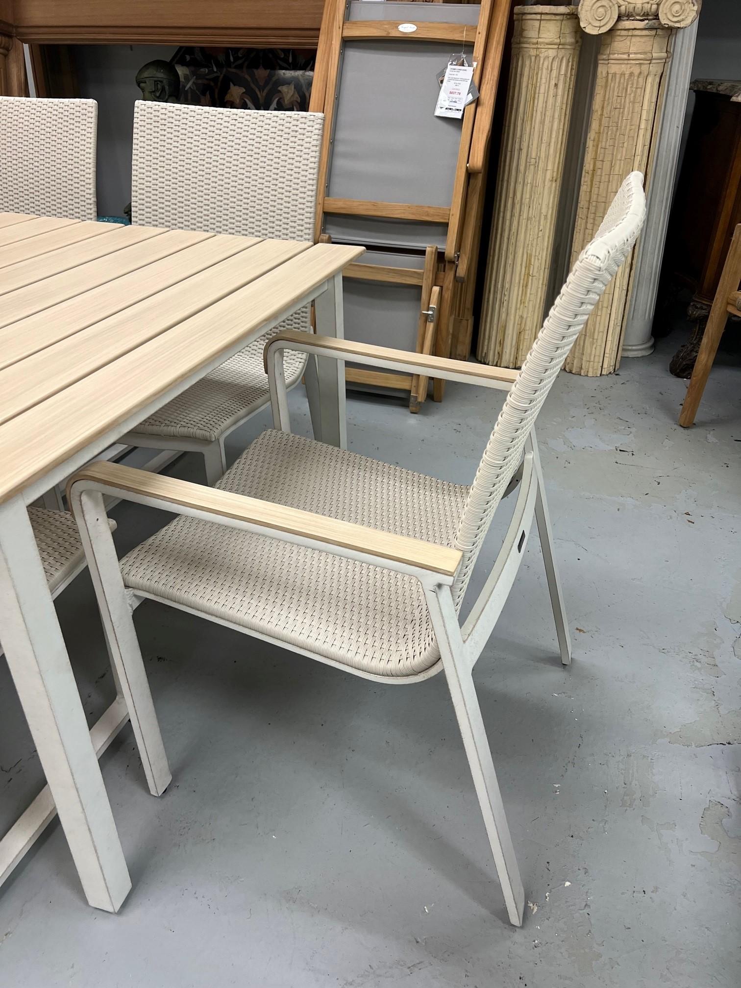New Gensun Casual Ventura 9 Piece Cast Aluminum and Weave Table and Chairs Set   In New Condition For Sale In Stamford, CT