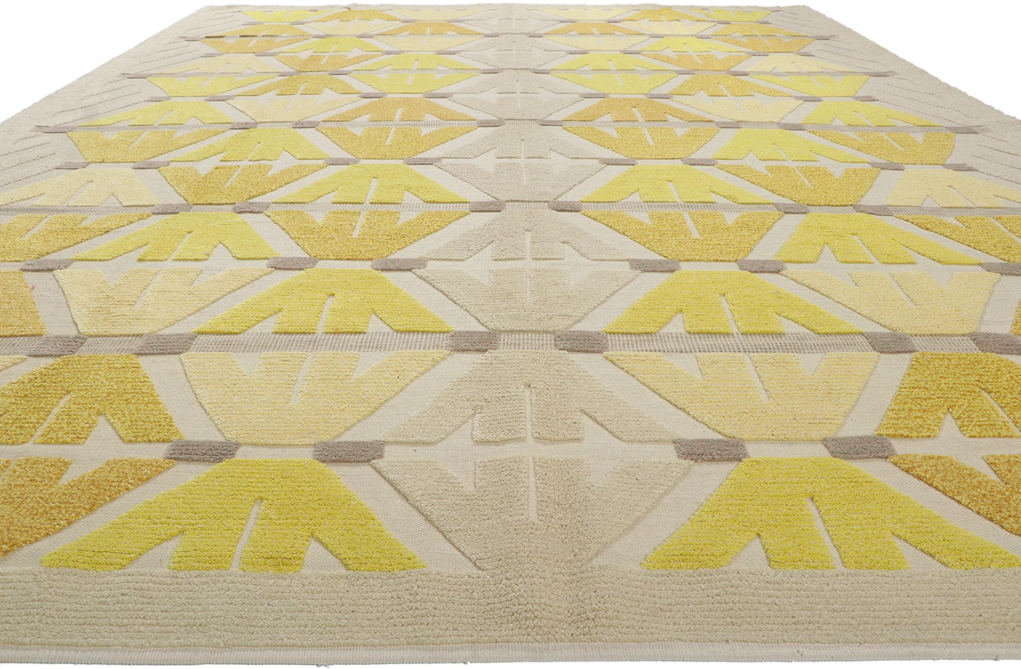 Modern New Geometric High-Low Rug with Conceptual Raised Design Elements For Sale