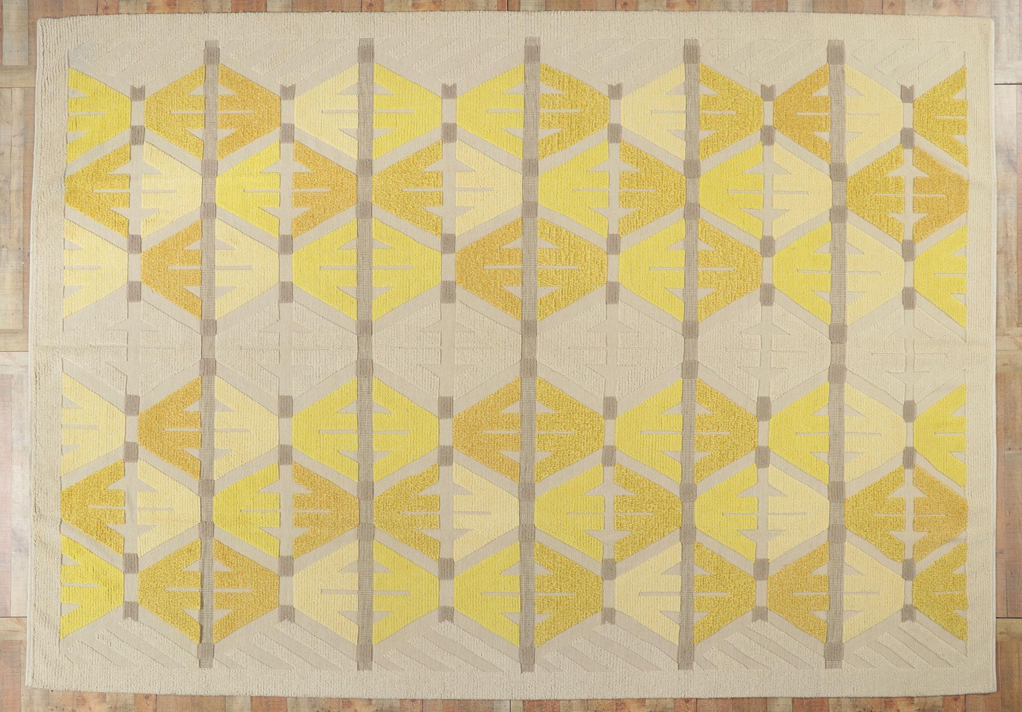 New Geometric High-Low Rug with Conceptual Raised Design Elements For Sale 1