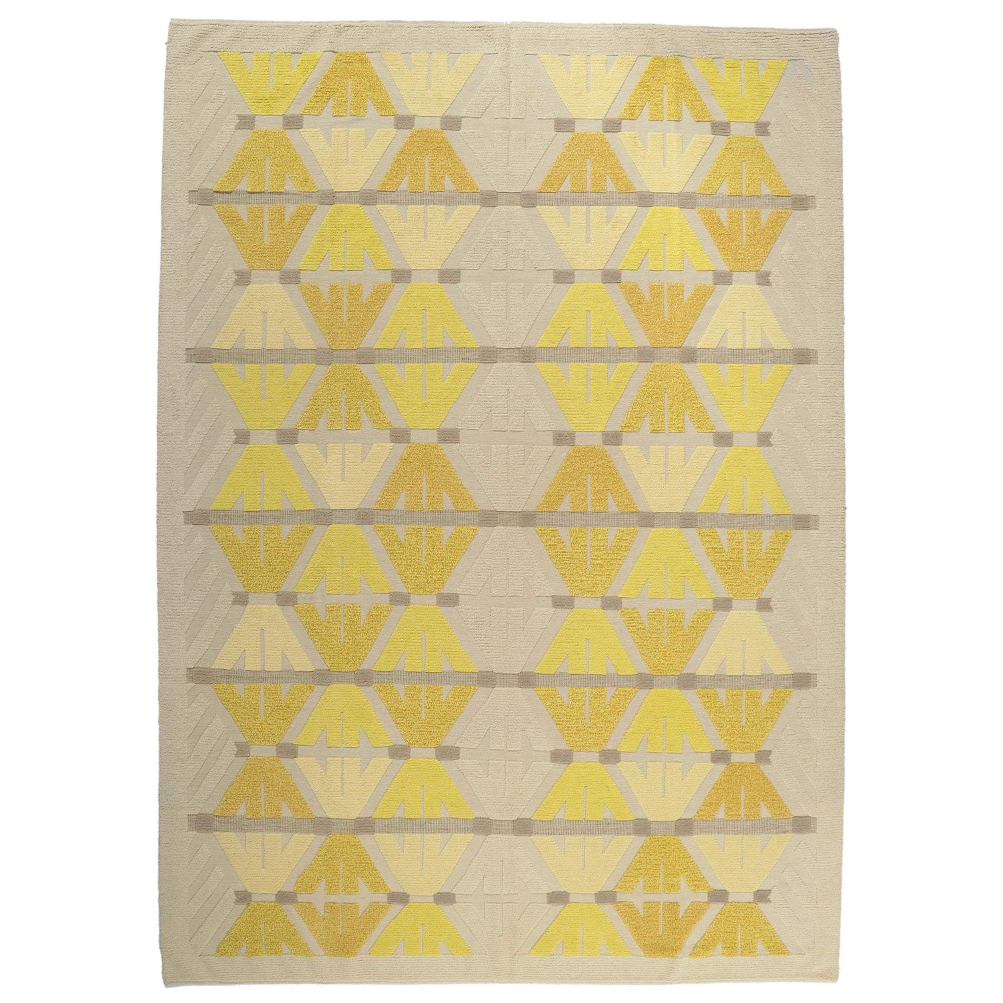 Nuovo tappeto geometrico High-Low con elementi concettuali di design in rilievo in vendita