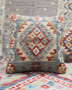 Neu Geometrischer Kilim-Kissenbezug Handgewebtes Orientalisches Streukissen