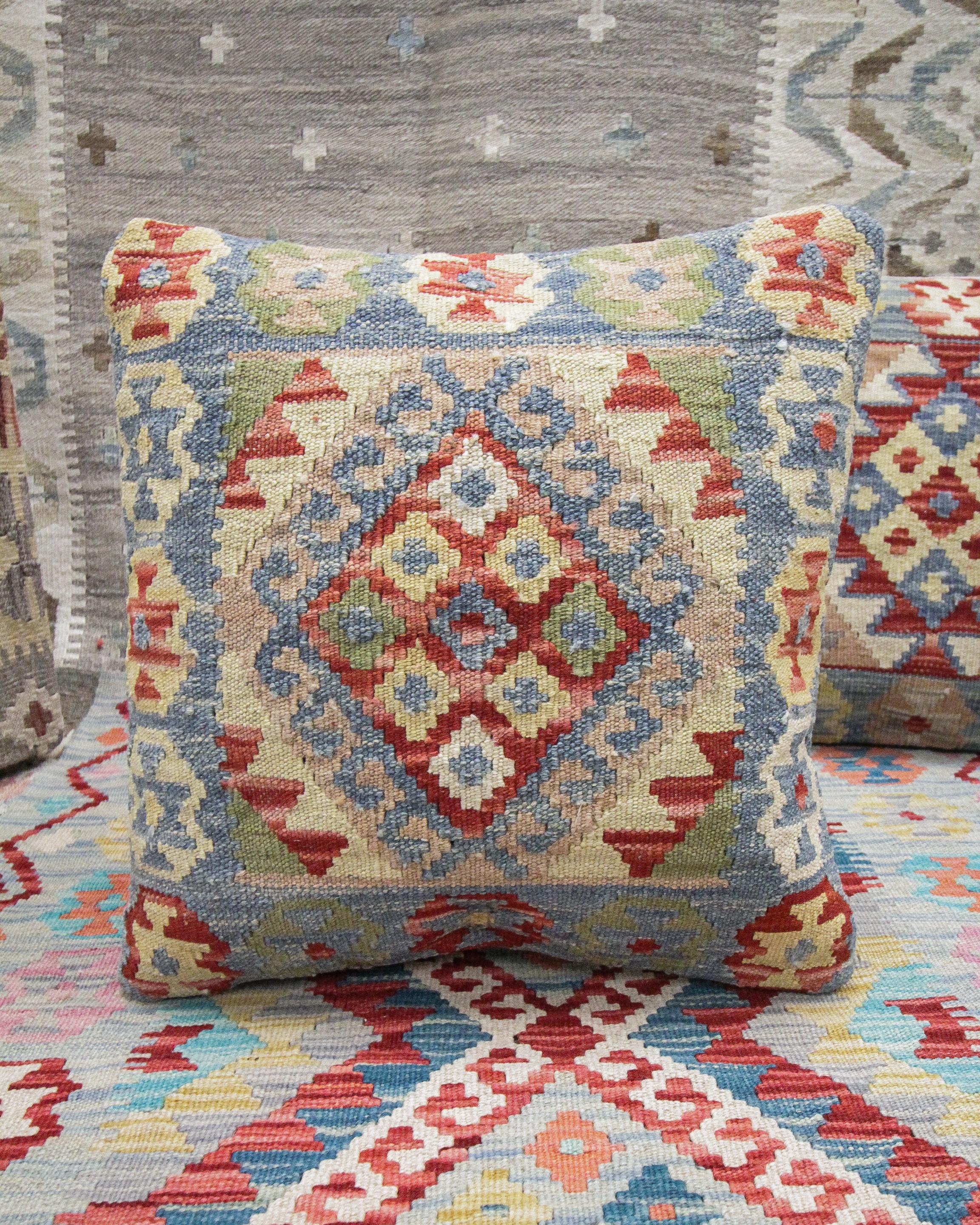 Afghan New Geometric Kilim Cushion Cover Handwoven Oriental Scatter Cushion For Sale