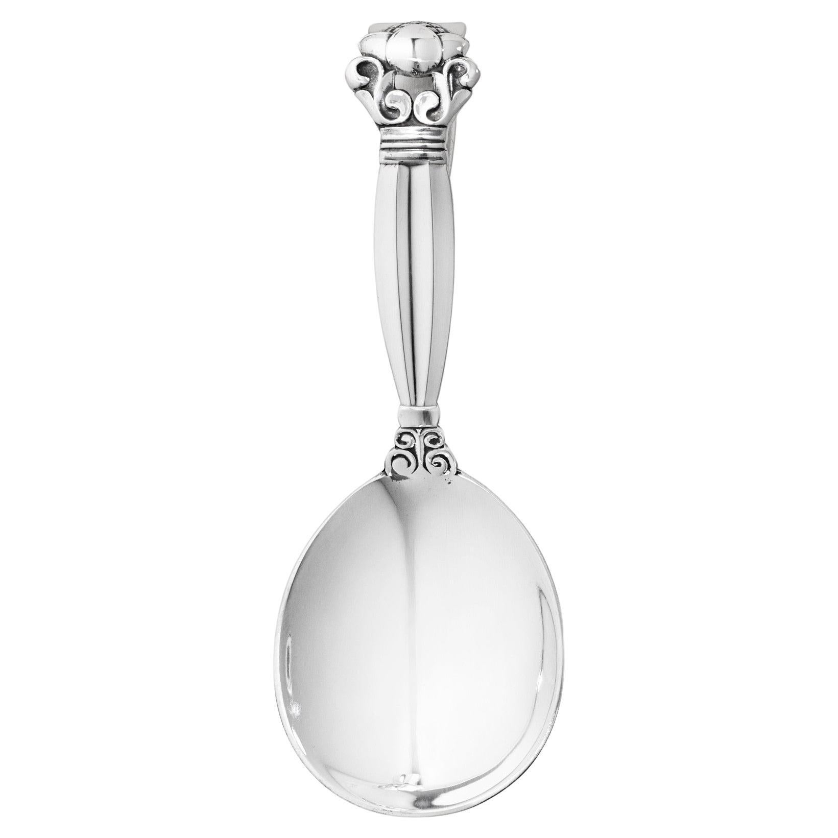 NEW Georg Jensen Acorn Sterling Silver Baby Spoon, Curved Handle 095