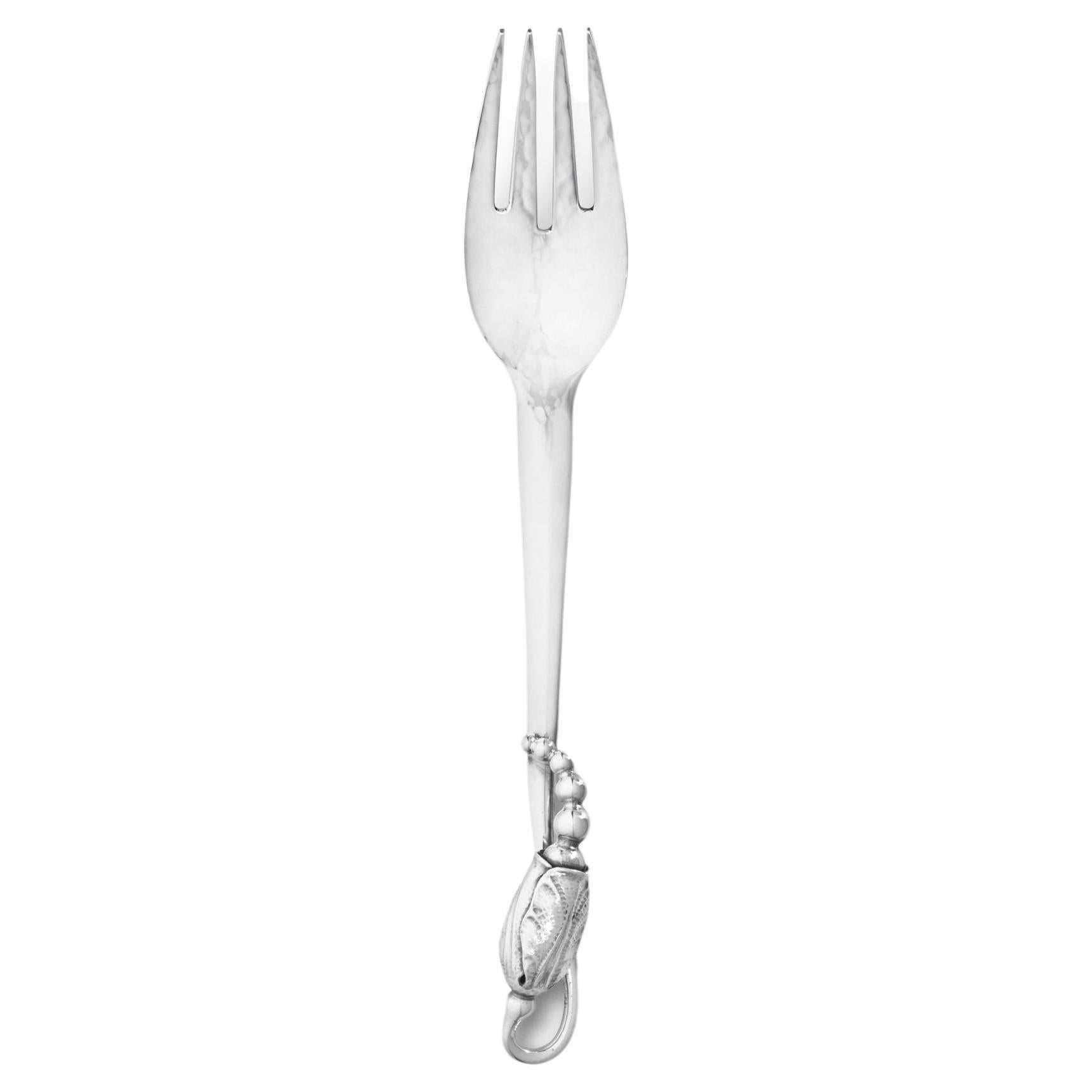 New Georg Jensen Blossom Sterling Silver Fish Fork 061 For Sale