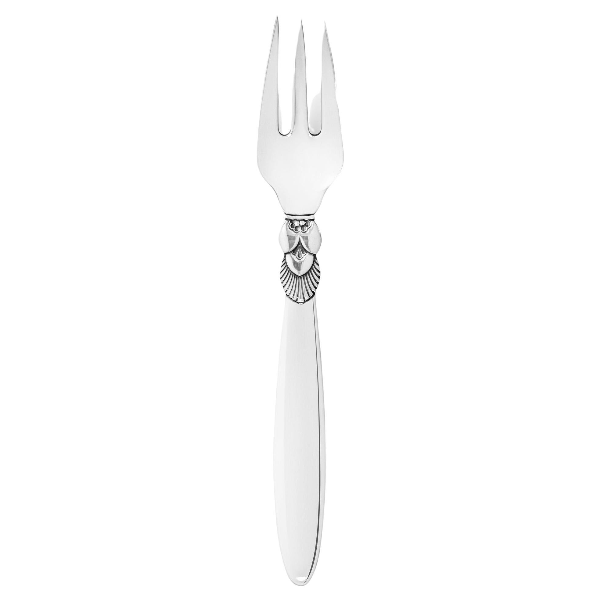 New Georg Jensen Cactus Sterling Silver Fish Fork 061 For Sale