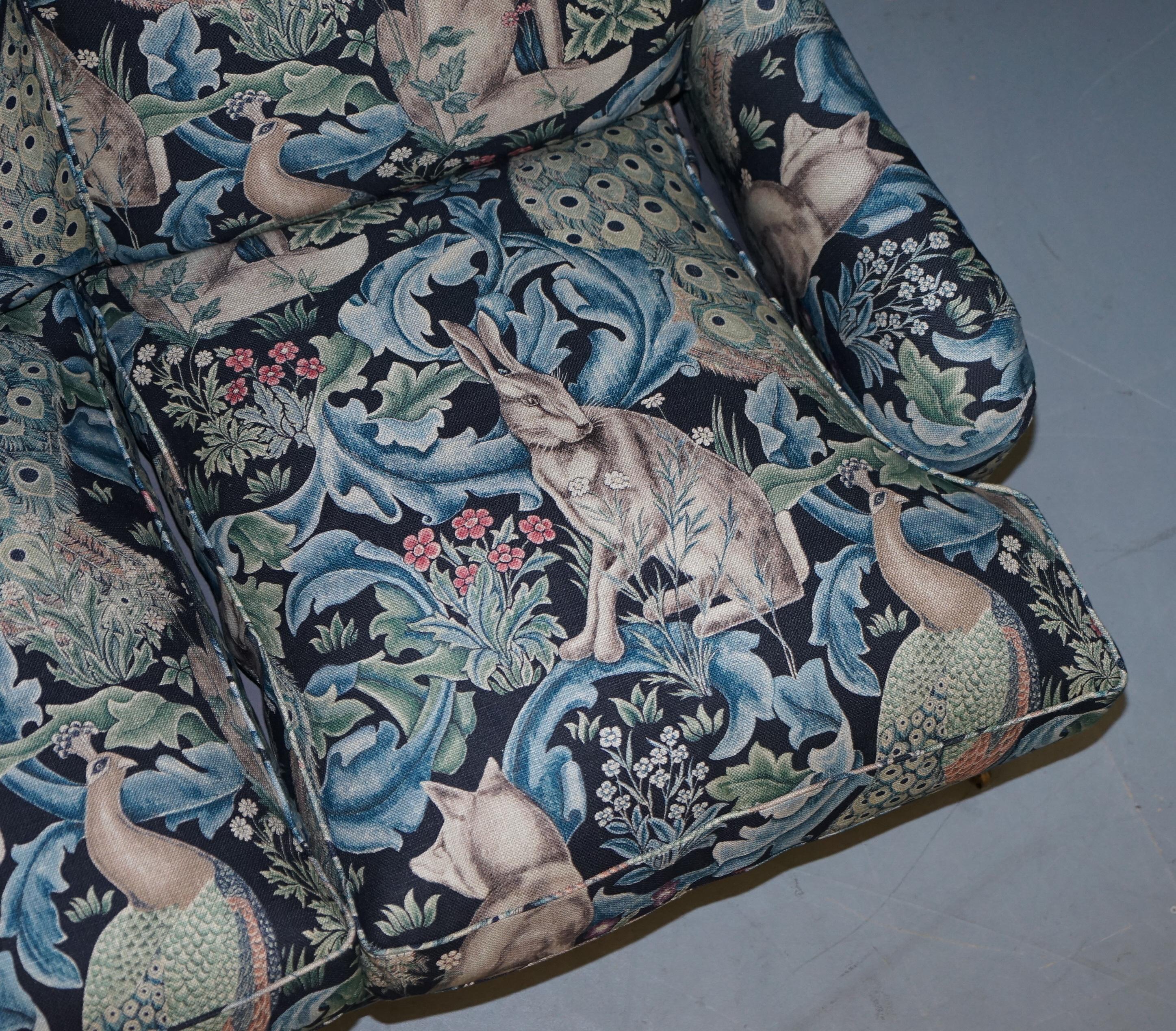 Upholstery New George Smith Signature Scroll Arm Sofa William Morris Forest Linen Fabric