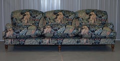 New George Smith Signature Scroll Arm Sofa William Morris Forest Linen Fabric
