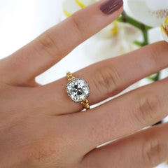 Anello solitario in stile georgiano con diamante a taglio antico, oro e platino, 2,72 carati