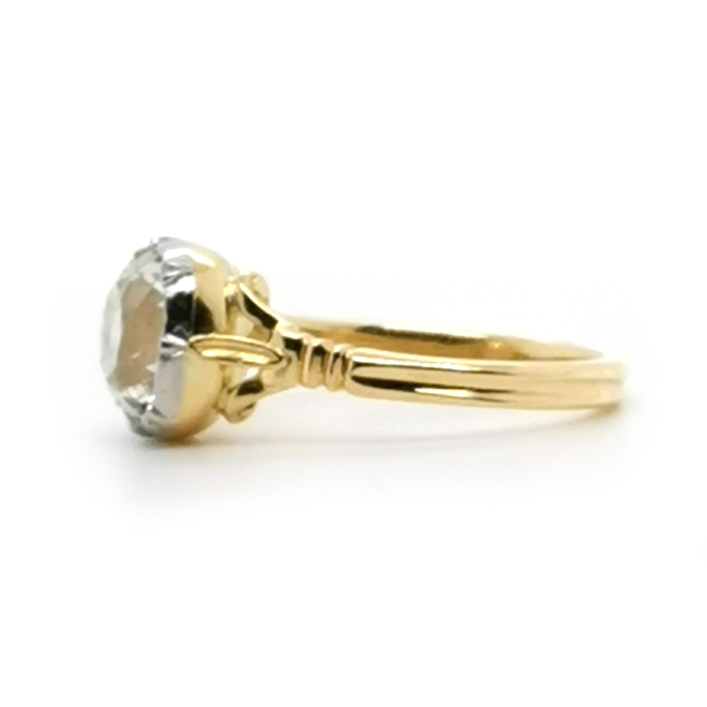 New Georgian Style Old Cut Diamond Gold And Platinum Solitaire Ring, 2.72 Carat For Sale 2