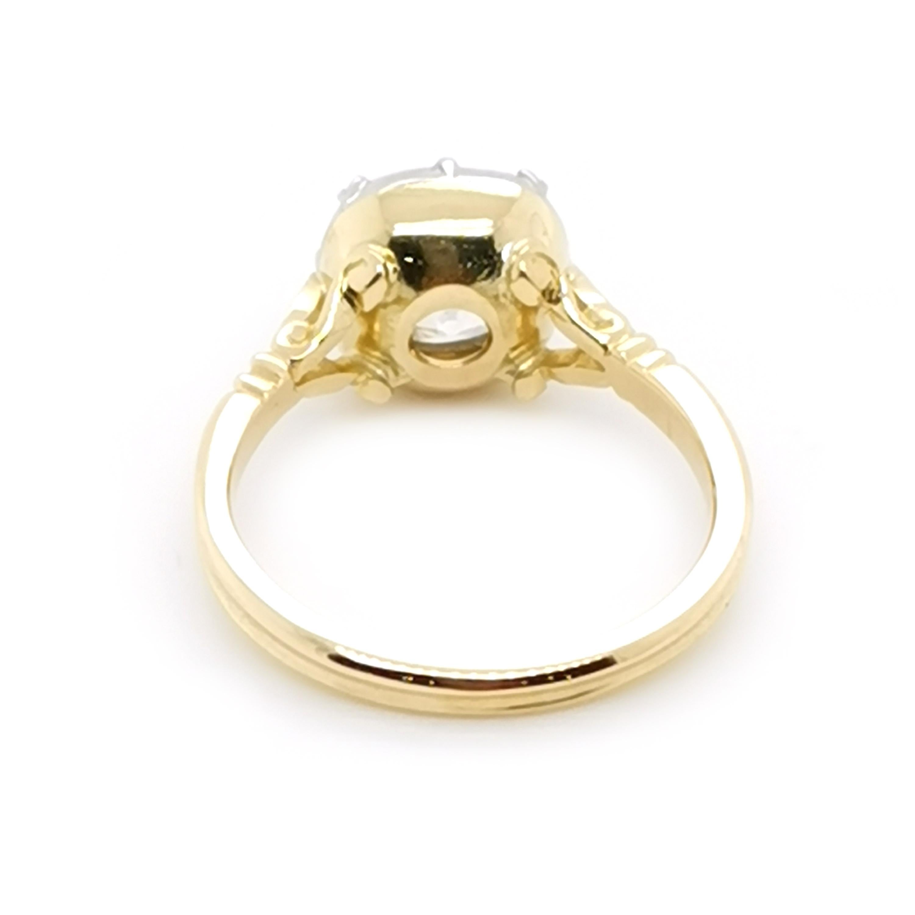 Antique Cushion Cut New Georgian Style Old Cut Diamond Gold And Platinum Solitaire Ring, 2.72ct For Sale