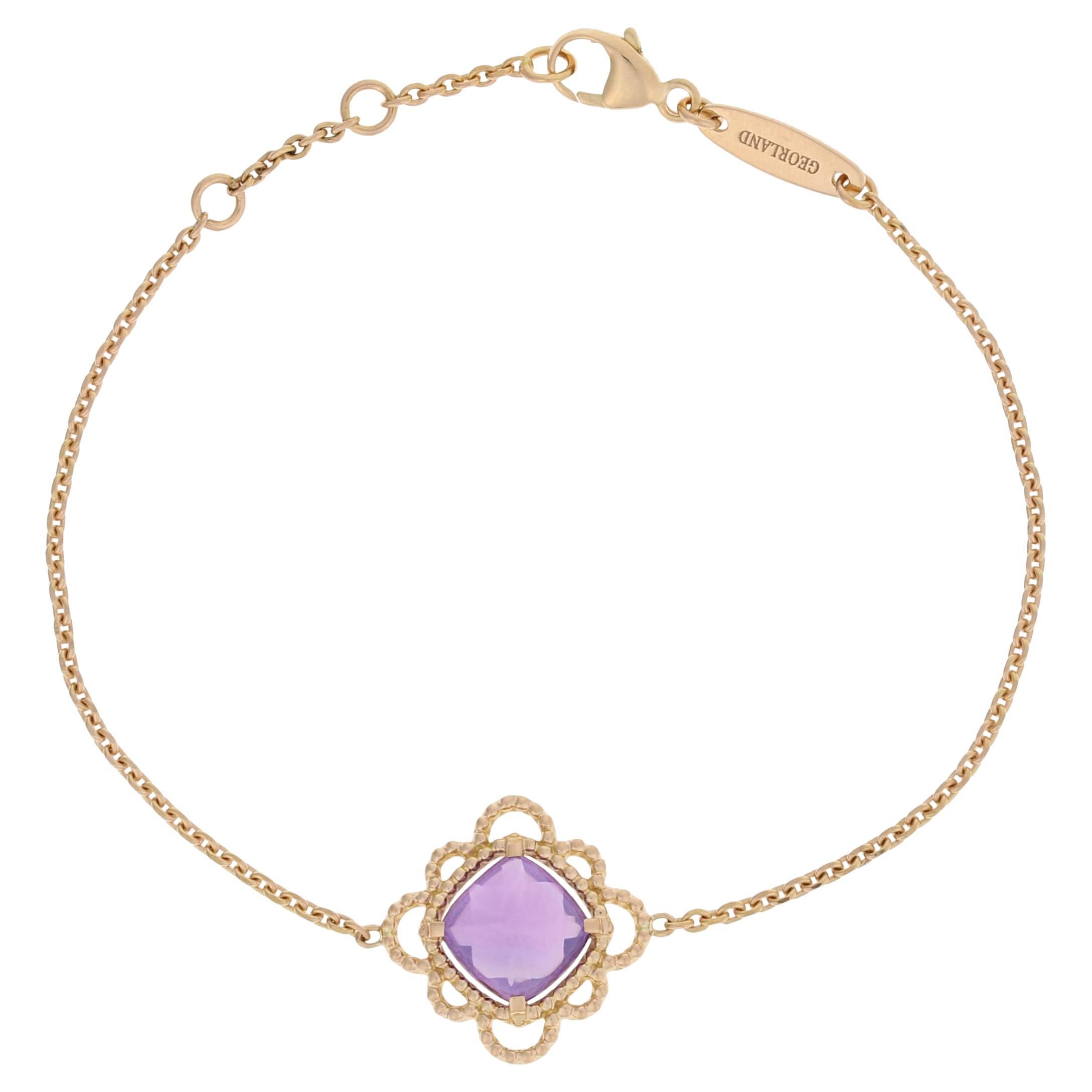 Verstellbare Kabelkette von Georland, 4,10 Karat Amethyst, 18 Karat Roségold