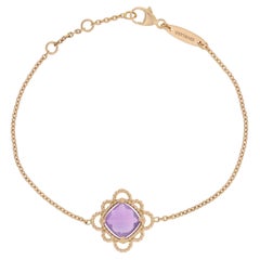 New Georland 4.10ct Amethyst Bracelet, 18k Rose Gold Adjustable Cable Chain