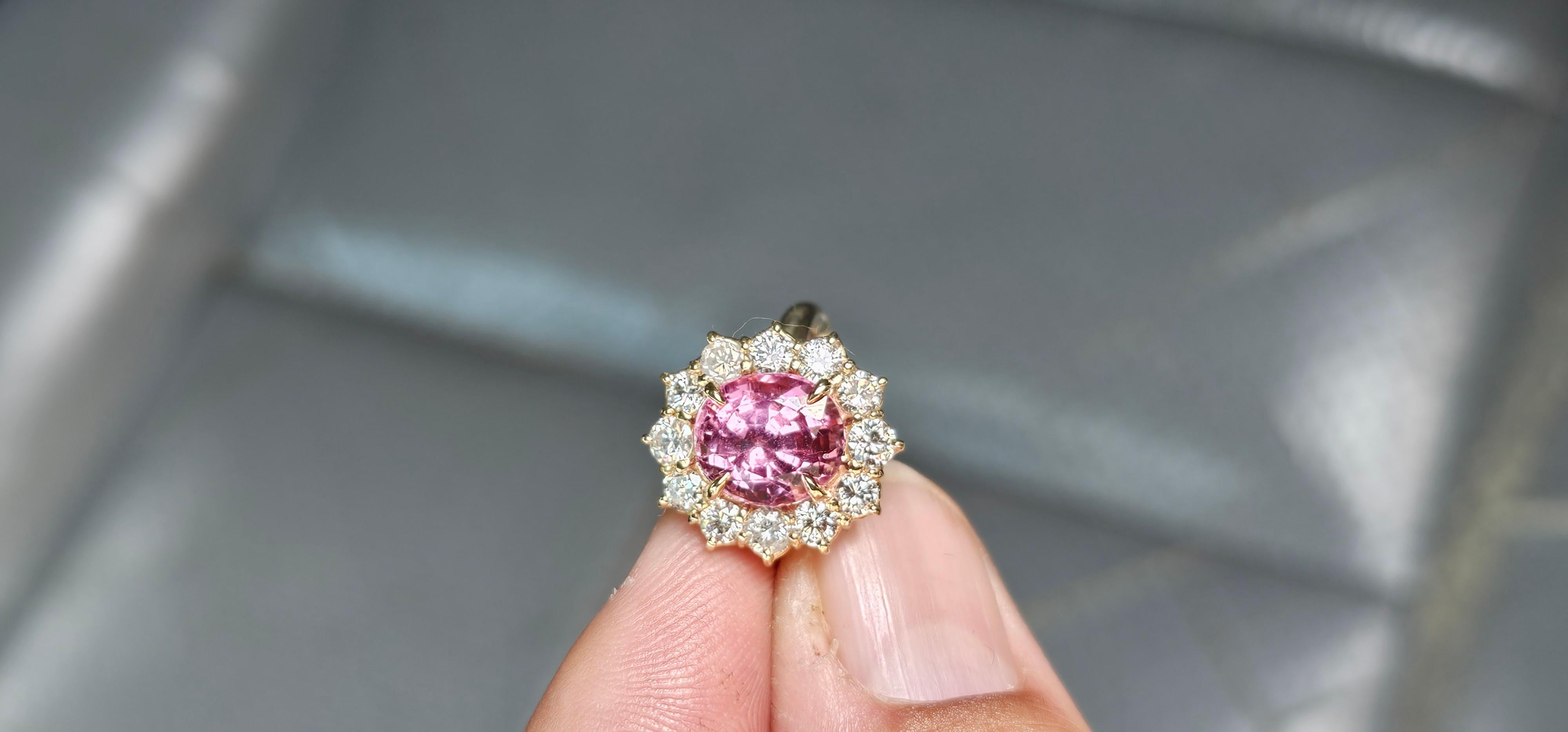 NEW GIA 3.67CT Untreated Natural Hot Pink Spinel Diamond Ring 14K Yellow Gold 3