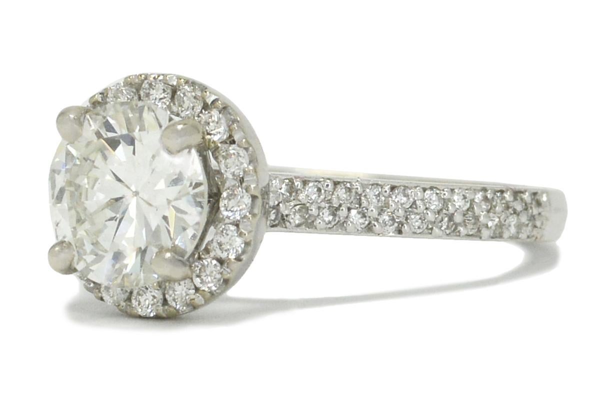 New GIA Certified 2 Carat Diamond Halo Engagement Ring In New Condition For Sale In Santa Barbara, CA