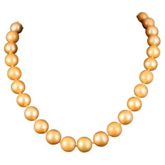 NEU / GIA zertifizierte große Perlenkette / 18K Gold / Geliefert mit GIA-Zertifikat