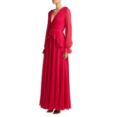 NEW Giambattista Valli Gathered Silk-Chiffon Gown IT44 US 6-8