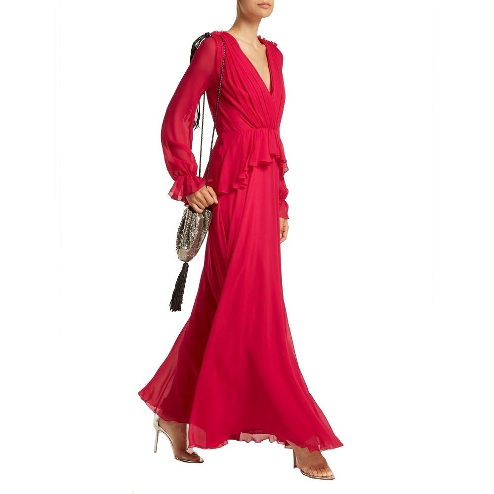 Women's NEW Giambattista Valli Gathered Silk-Chiffon Gown IT44 US 6-8 For Sale