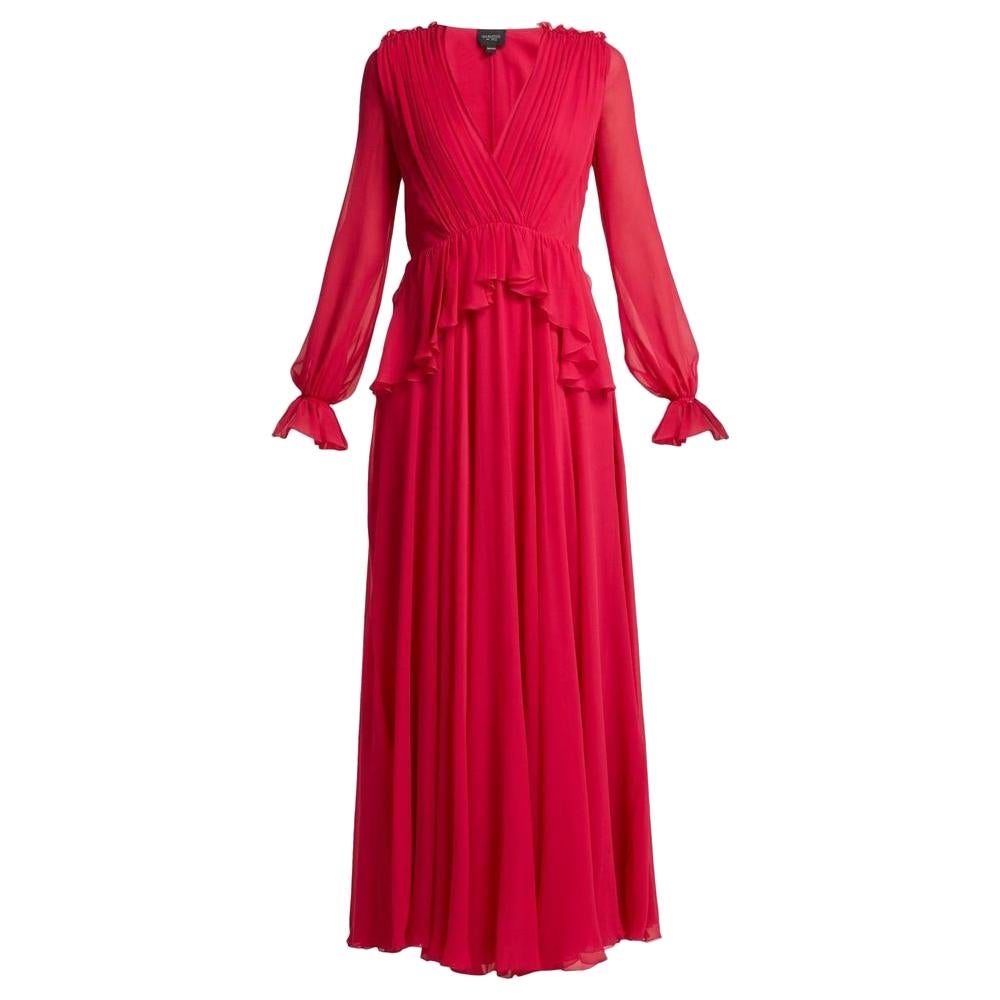 NEW Giambattista Valli Gathered Silk-Chiffon Gown IT44 US 6-8 For Sale