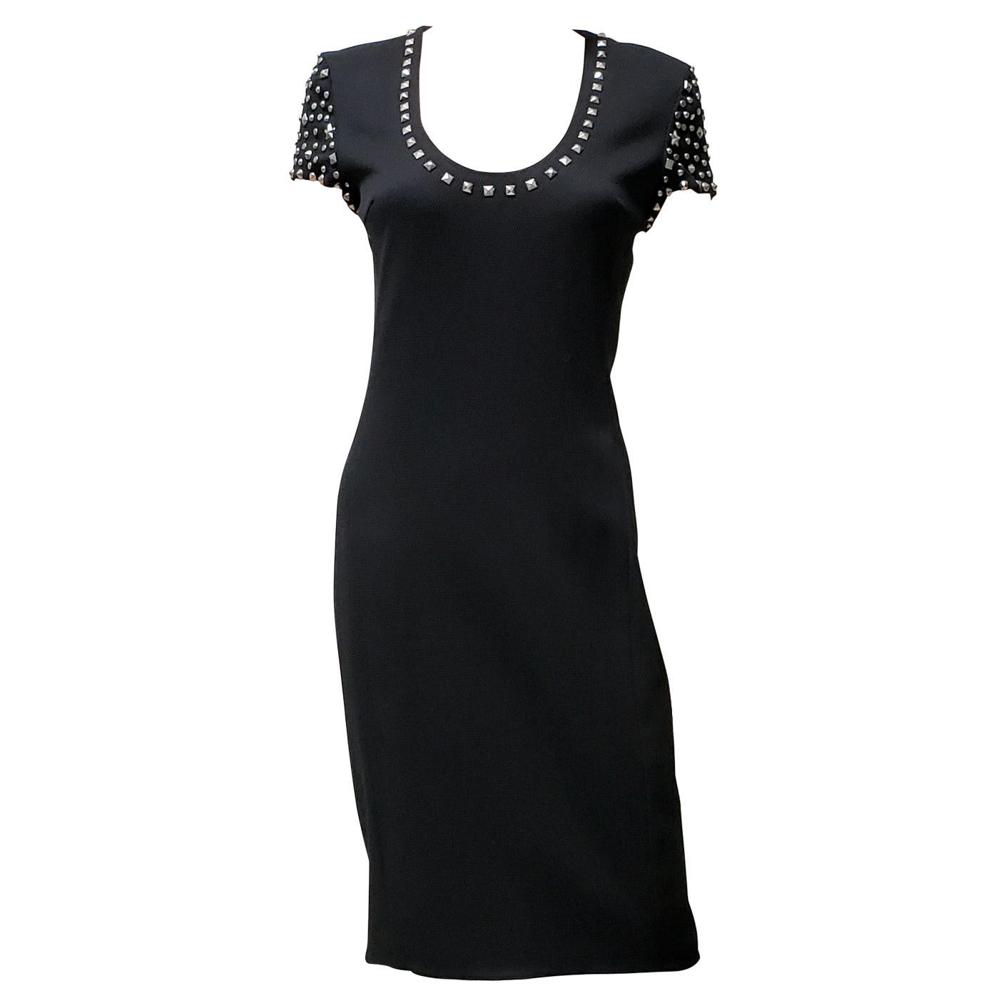 New GIANNI VERSACE COUTURE BLACK STUDDED DRESS 38 - 2, 40 - 4