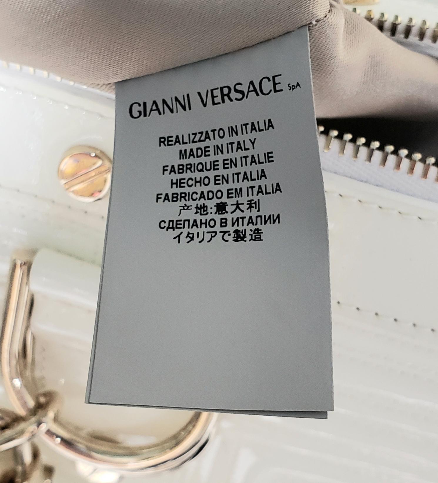 New GIANNI VERSACE COUTURE White Quilted Patent Leather 