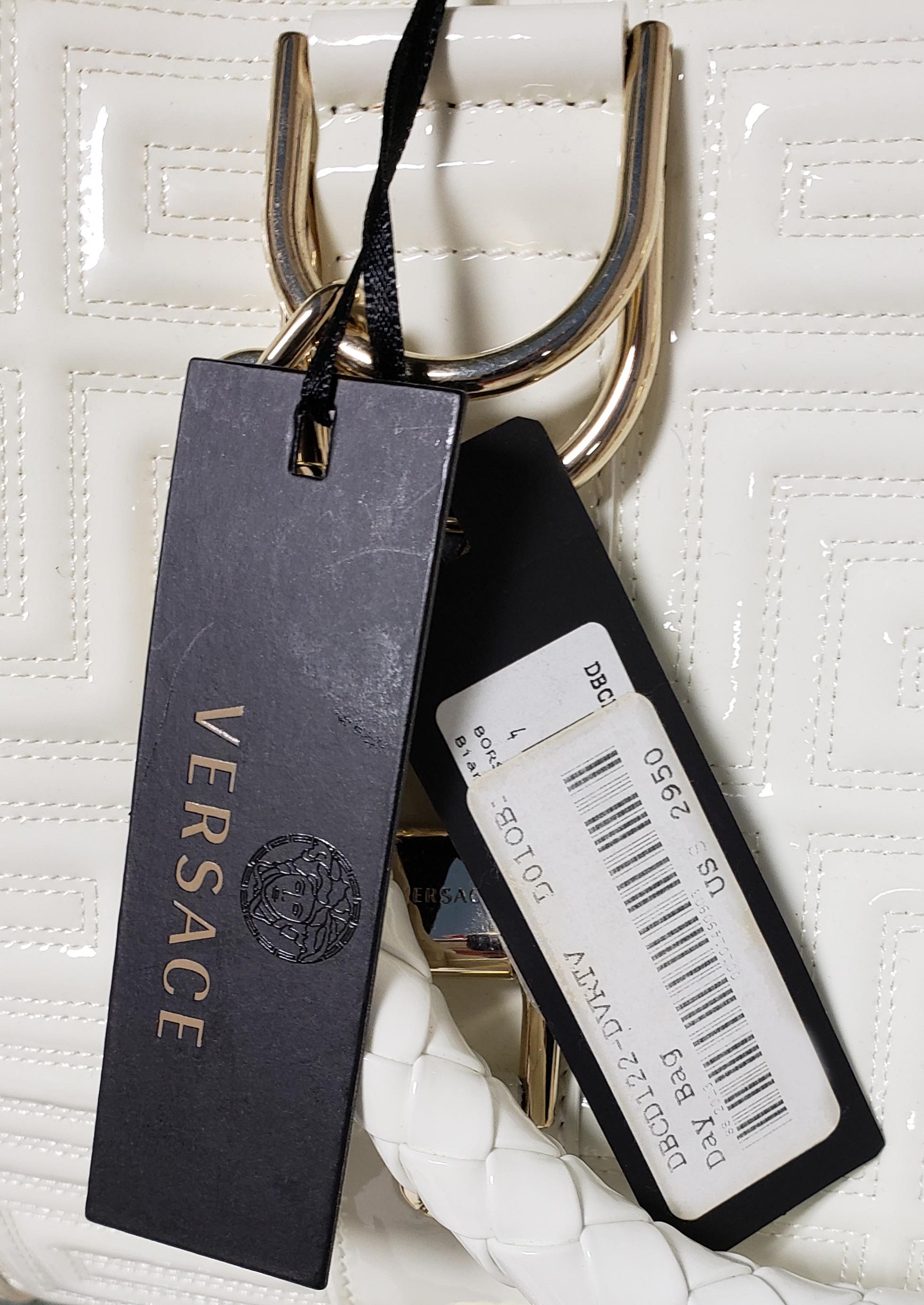 New GIANNI VERSACE COUTURE White Quilted Patent Leather 