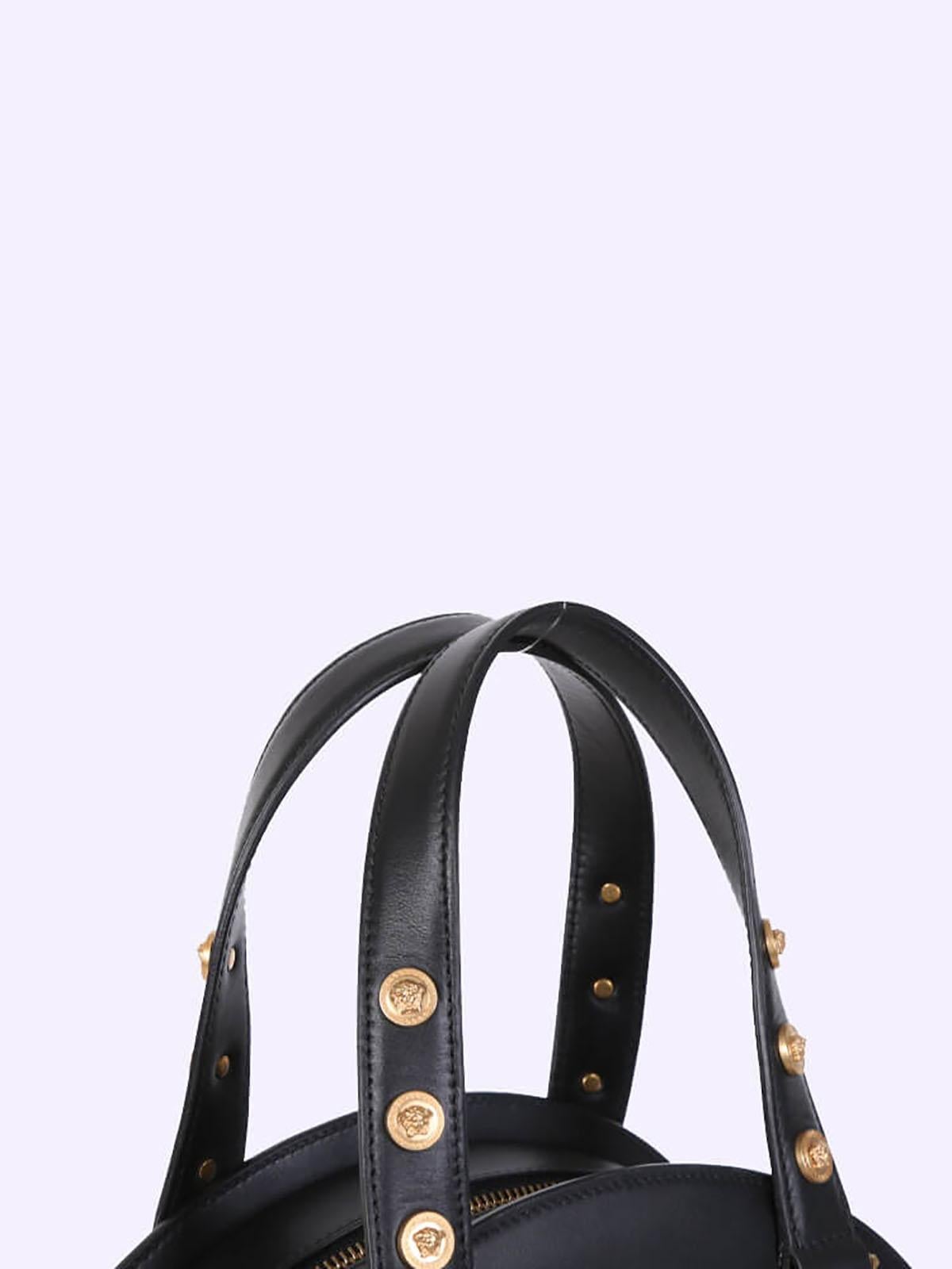 Black NEW GIANNI VERSACE TRIBUTE BLACK LEATHER MEDALLION Handbag