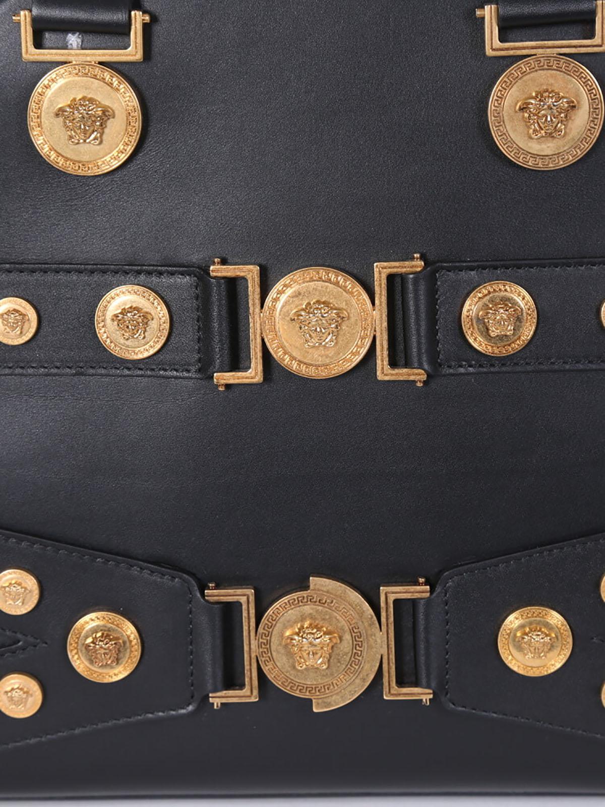 NEW GIANNI VERSACE TRIBUTE BLACK LEATHER MEDALLION Handbag 1