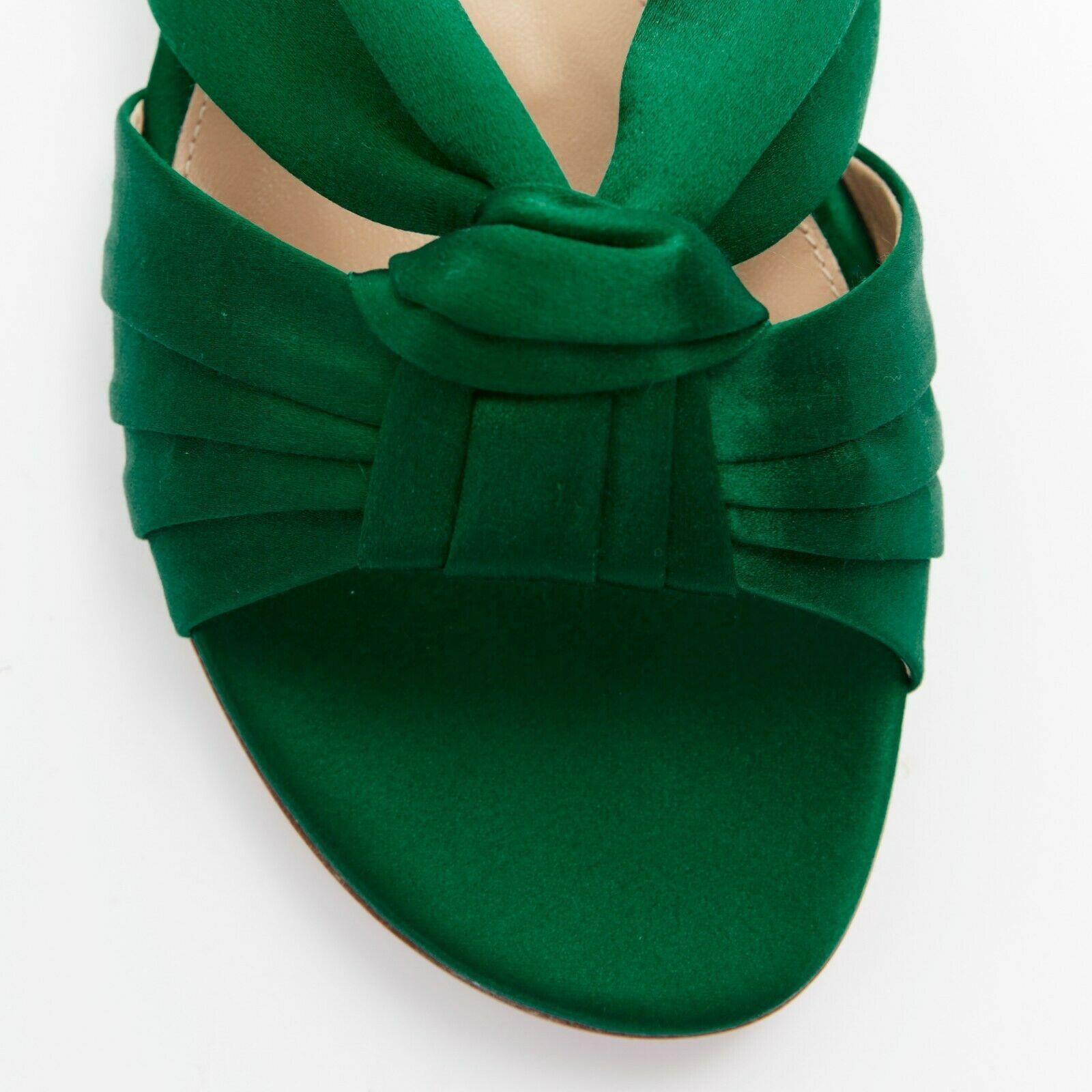 new GIANVITO ROSSI Blaire Flat emerald green stain knot open toe flat slide EU37 In Good Condition In Hong Kong, NT