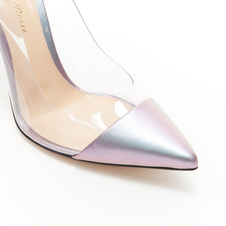 new GIANVITO ROSSI iridescent purple blue PVC Plexi pigalle pump EU38 at 1stDibs