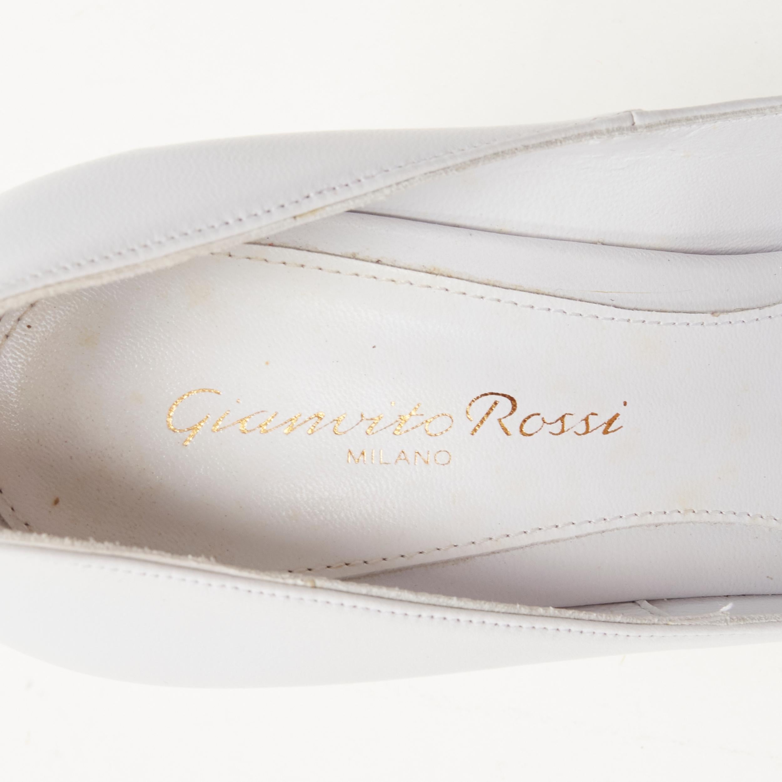 new GIANVITO ROSSI white leather silver metal toe heel tip pigalle pump EU37 5